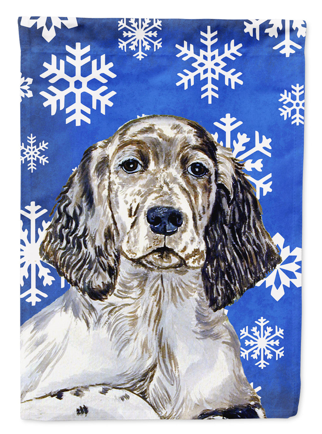English Setter Winter Snowflakes Holiday House Flag 28x40 Porch Sleeve Pole Decorative Outside Yard Banner Artwork Wall Hanging, Polyester