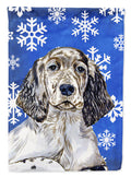 English Setter Winter Snowflakes Holiday House Flag 28x40 Porch Sleeve Pole Decorative Outside Yard Banner Artwork Wall Hanging, Polyester