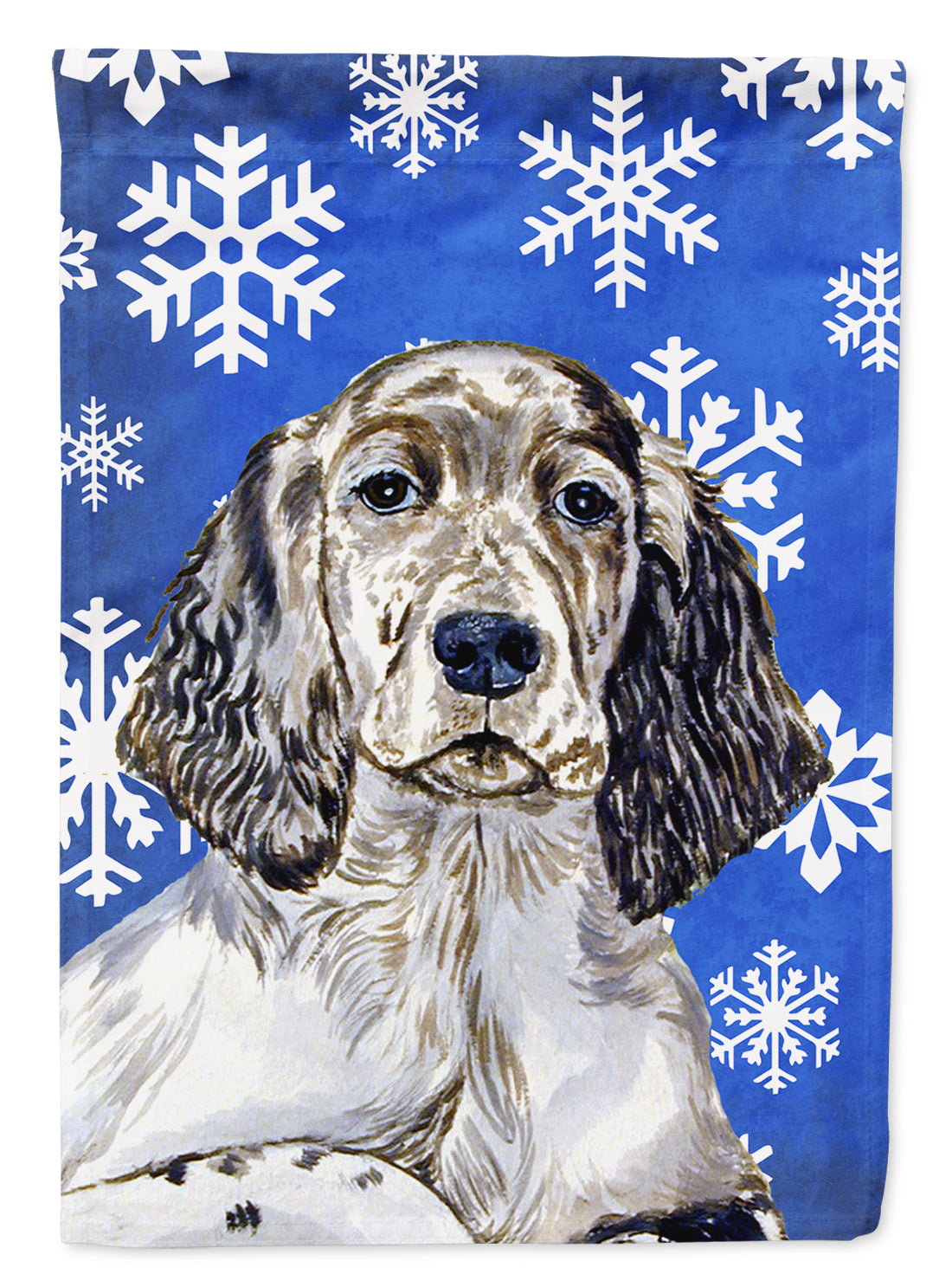 English Setter Winter Snowflakes Holiday House Flag 28x40 Porch Sleeve Pole Decorative Outside Yard Banner Artwork Wall Hanging, Polyester