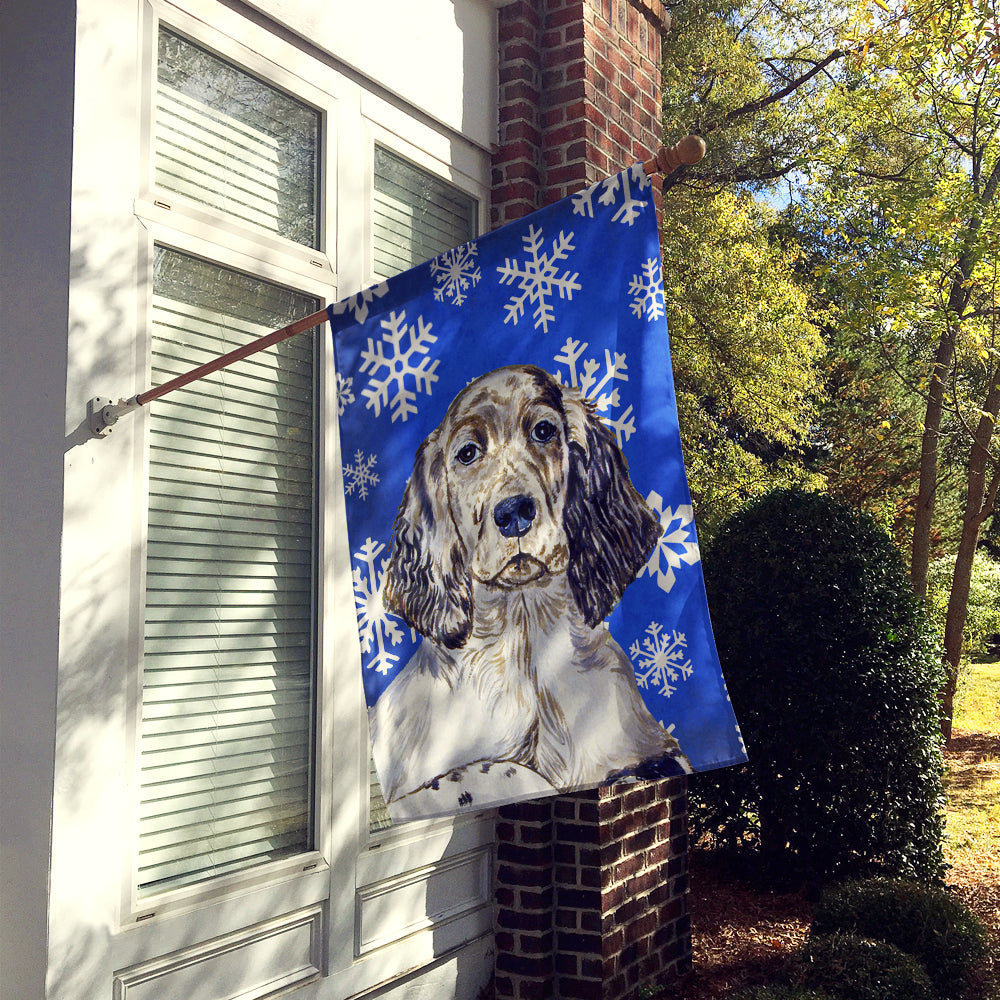 English Setter Winter Snowflakes Holiday House Flag 28x40 Porch Sleeve Pole Decorative Outside Yard Banner Artwork Wall Hanging, Polyester