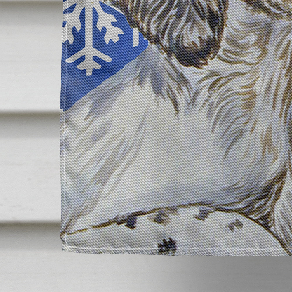 English Setter Winter Snowflakes Holiday House Flag 28x40 Porch Sleeve Pole Decorative Outside Yard Banner Artwork Wall Hanging, Polyester