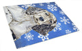 English Setter Winter Snowflakes Holiday Cutting Board Tempered Glass Kitchen Cutting Surface, Heat Resistant Chopping, Non-Slip Feet, Food Prep & Serving