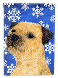 Border Terrier Winter Snowflakes Holiday House Flag 28x40 Porch Sleeve Pole Decorative Outside Yard Banner Artwork Wall Hanging, Polyester