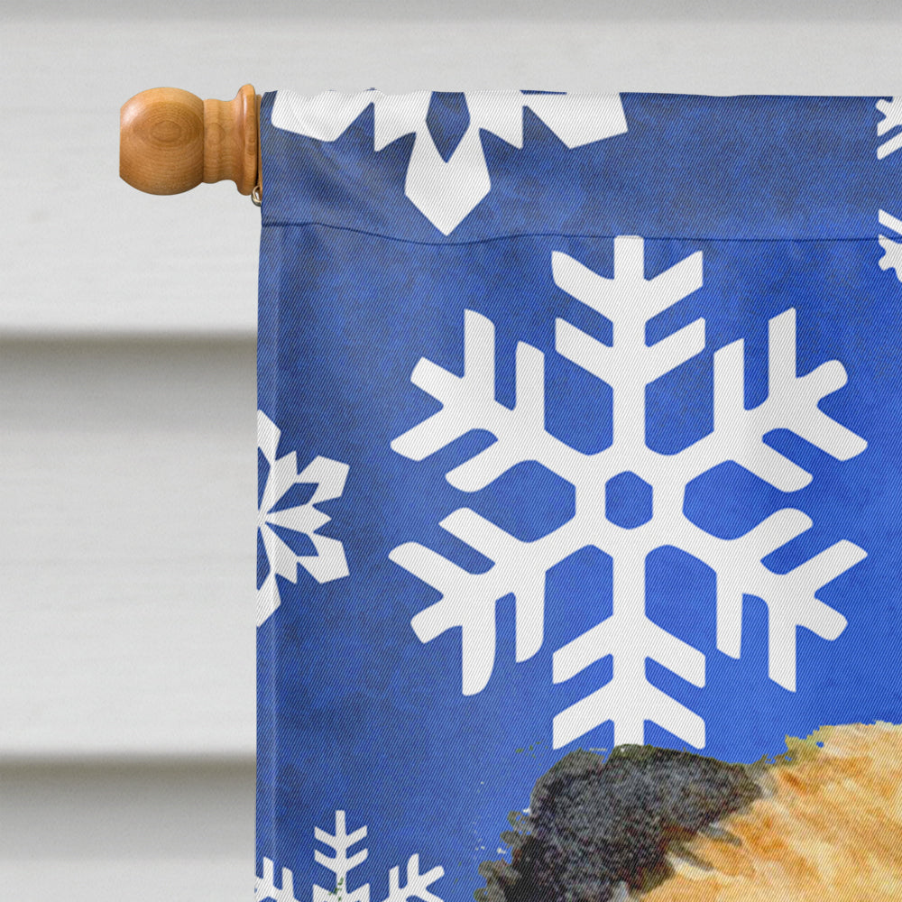 Border Terrier Winter Snowflakes Holiday House Flag 28x40 Porch Sleeve Pole Decorative Outside Yard Banner Artwork Wall Hanging, Polyester