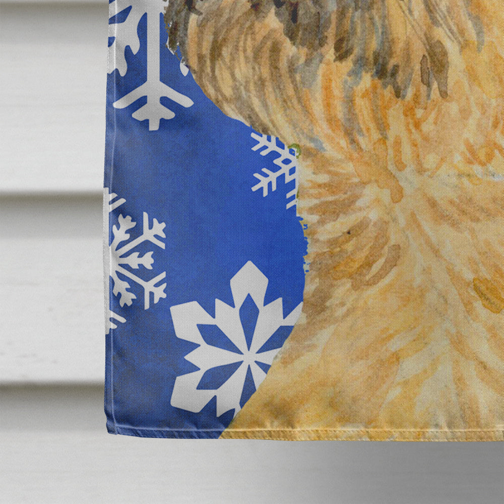 Border Terrier Winter Snowflakes Holiday House Flag 28x40 Porch Sleeve Pole Decorative Outside Yard Banner Artwork Wall Hanging, Polyester