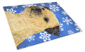 Border Terrier Winter Snowflakes Holiday Cutting Board Tempered Glass Kitchen Cutting Surface, Heat Resistant Chopping, Non-Slip Feet, Food Prep & Serving