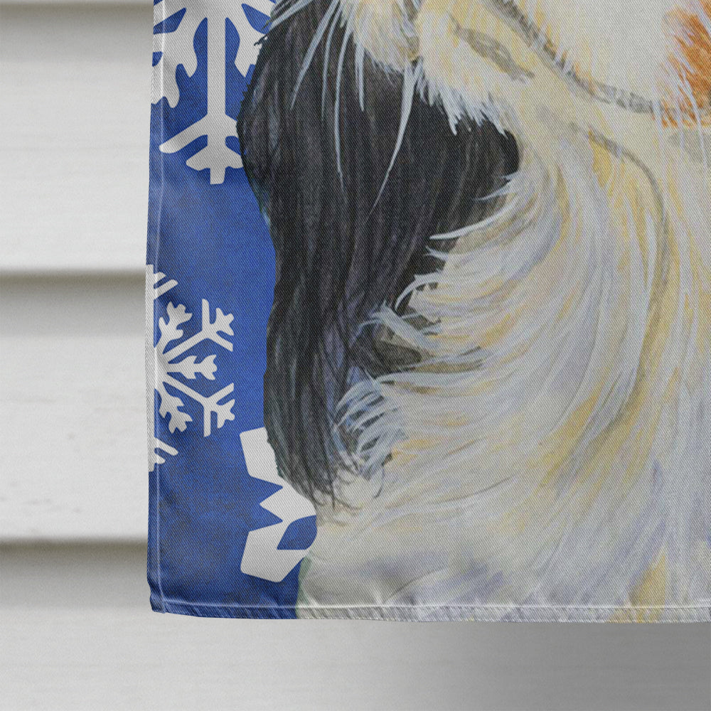 Cavalier Spaniel Winter Snowflakes Holiday House Flag 28x40 Porch Sleeve Pole Decorative Outside Yard Banner Artwork Wall Hanging, Polyester