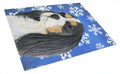 Cavalier Spaniel Winter Snowflakes Holiday Cutting Board Tempered Glass Kitchen Cutting Surface, Heat Resistant Chopping, Non-Slip Feet, Food Prep & Serving