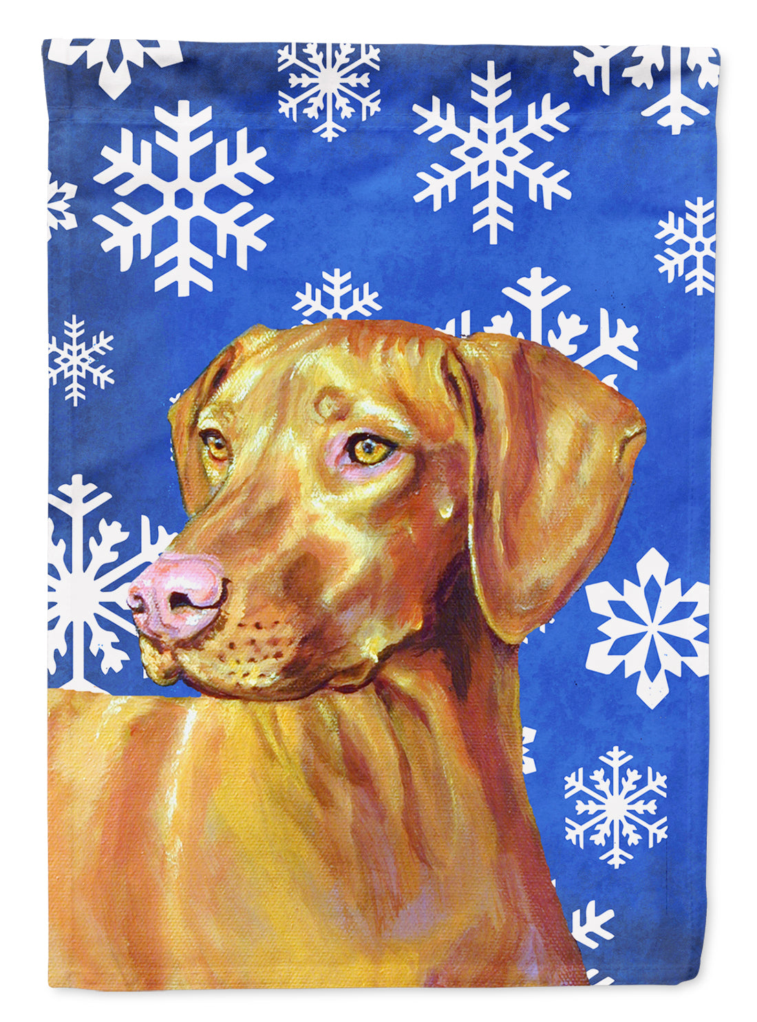 Vizsla Winter Snowflakes Holiday House Flag 28x40 Porch Sleeve Pole Decorative Outside Yard Banner Artwork Wall Hanging, Polyester