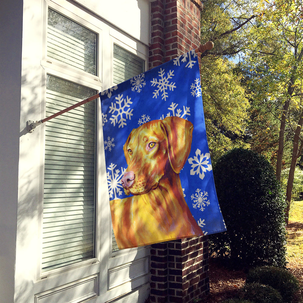 Vizsla Winter Snowflakes Holiday House Flag 28x40 Porch Sleeve Pole Decorative Outside Yard Banner Artwork Wall Hanging, Polyester