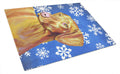 Vizsla Winter Snowflakes Holiday Cutting Board Tempered Glass Kitchen Cutting Surface, Heat Resistant Chopping, Non-Slip Feet, Food Prep & Serving