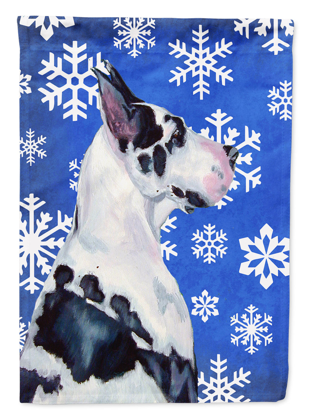 Great Dane Winter Snowflakes Holiday House Flag 28x40 Porch Sleeve Pole Decorative Outside Yard Banner Artwork Wall Hanging, Polyester