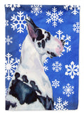 Great Dane Winter Snowflakes Holiday House Flag 28x40 Porch Sleeve Pole Decorative Outside Yard Banner Artwork Wall Hanging, Polyester
