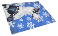 Great Dane Winter Snowflakes Holiday Cutting Board Tempered Glass Kitchen Cutting Surface, Heat Resistant Chopping, Non-Slip Feet, Food Prep & Serving