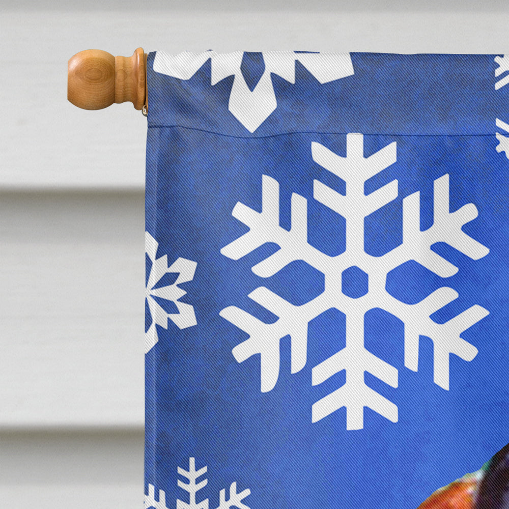 Basset Hound Winter Snowflakes Holiday House Flag 28x40 Porch Sleeve Pole Decorative Outside Yard Banner Artwork Wall Hanging, Polyester