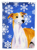 Whippet Winter Snowflakes Holiday House Flag 28x40 Porch Sleeve Pole Decorative Outside Yard Banner Artwork Wall Hanging, Polyester
