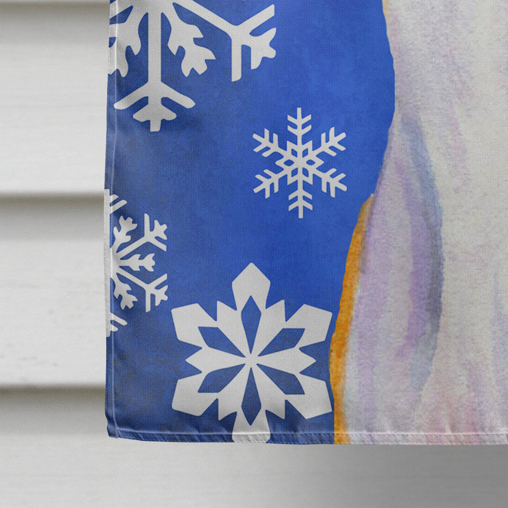 Whippet Winter Snowflakes Holiday House Flag 28x40 Porch Sleeve Pole Decorative Outside Yard Banner Artwork Wall Hanging, Polyester