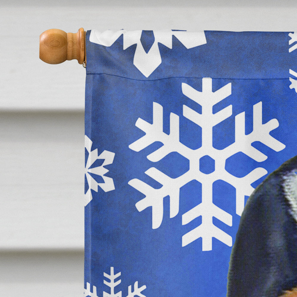 Basset Hound Winter Snowflakes Holiday House Flag 28x40 Porch Sleeve Pole Decorative Outside Yard Banner Artwork Wall Hanging, Polyester