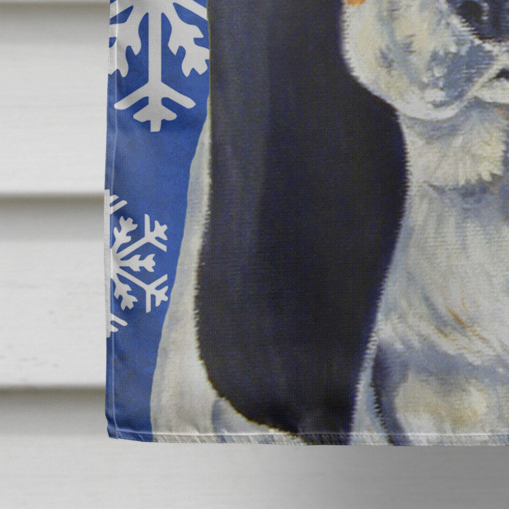 Basset Hound Winter Snowflakes Holiday House Flag 28x40 Porch Sleeve Pole Decorative Outside Yard Banner Artwork Wall Hanging, Polyester