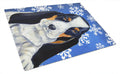 Basset Hound Winter Snowflakes Holiday Cutting Board Tempered Glass Kitchen Cutting Surface, Heat Resistant Chopping, Non-Slip Feet, Food Prep & Serving