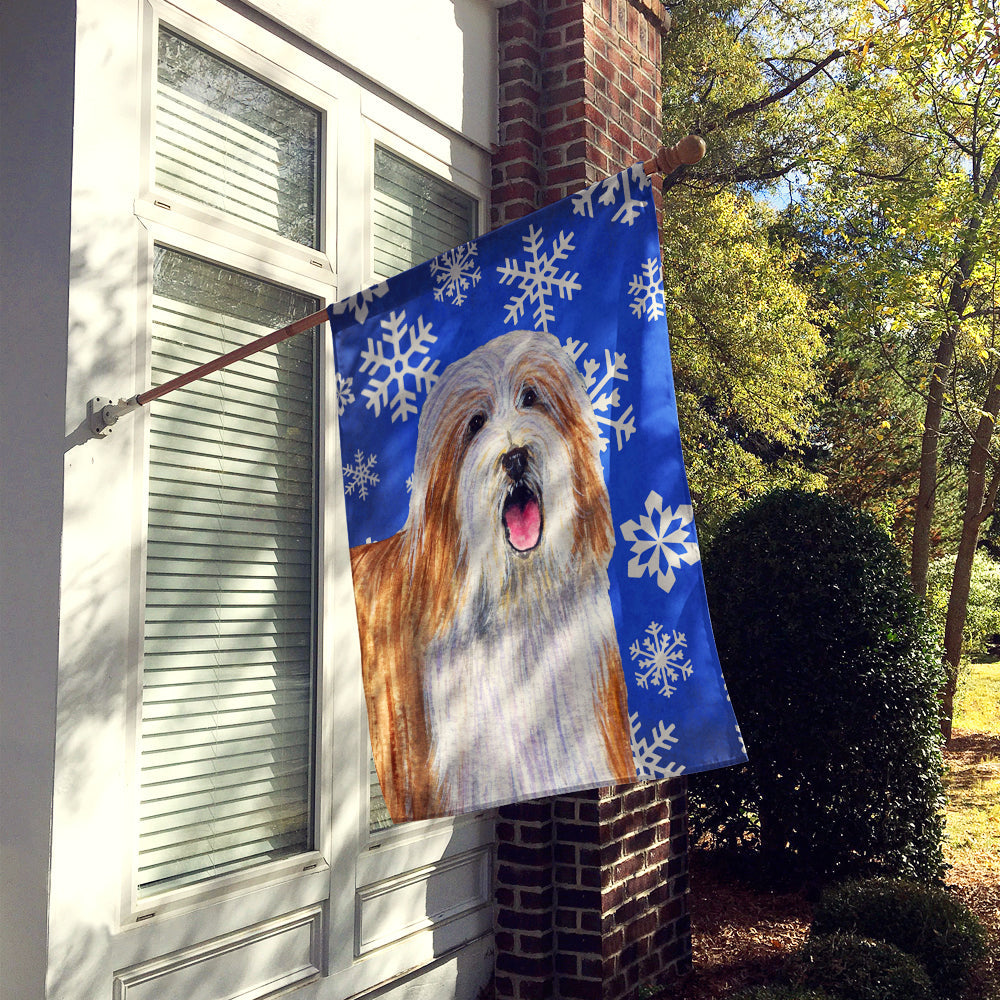 Bearded Collie Winter Snowflakes Holiday House Flag 28x40 Porch Sleeve Pole Decorative Outside Yard Banner Artwork Wall Hanging, Polyester