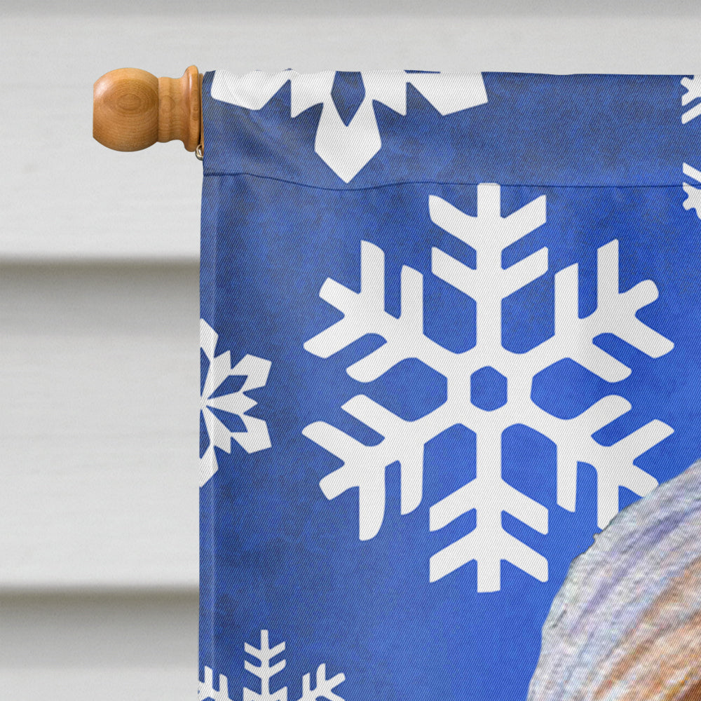 Bearded Collie Winter Snowflakes Holiday House Flag 28x40 Porch Sleeve Pole Decorative Outside Yard Banner Artwork Wall Hanging, Polyester
