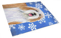 Bearded Collie Winter Snowflakes Holiday Cutting Board Tempered Glass Kitchen Cutting Surface, Heat Resistant Chopping, Non-Slip Feet, Food Prep & Serving