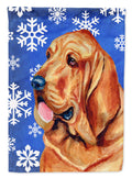 Bloodhound Winter Snowflakes Holiday House Flag 28x40 Porch Sleeve Pole Decorative Outside Yard Banner Artwork Wall Hanging, Polyester