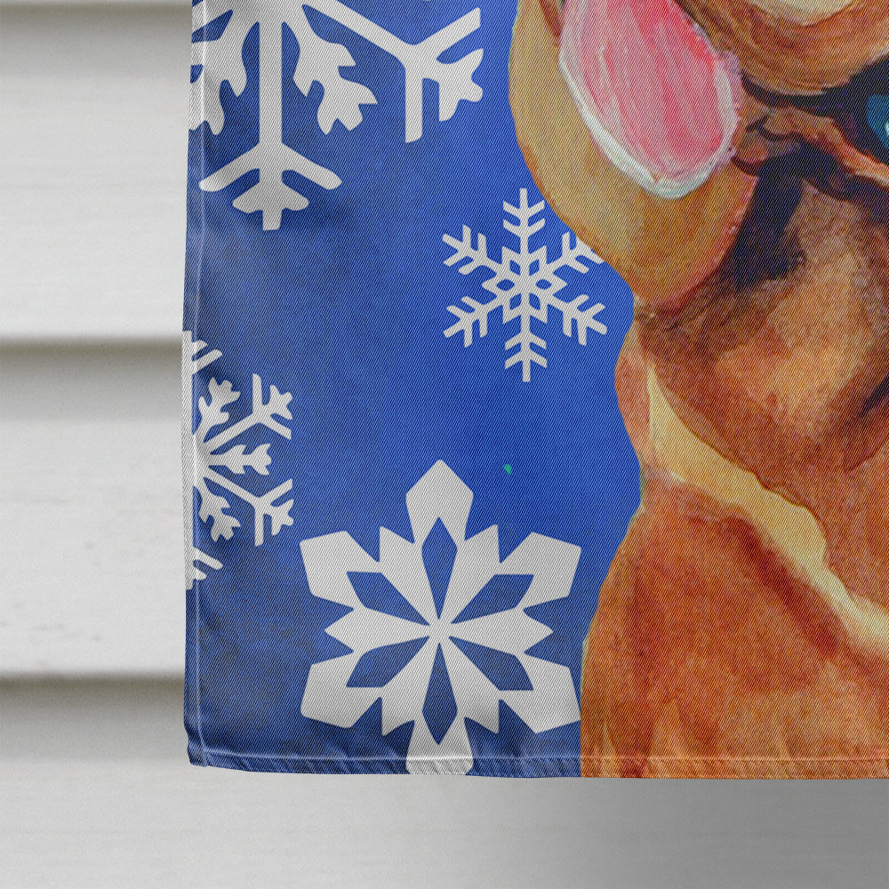 Bloodhound Winter Snowflakes Holiday House Flag 28x40 Porch Sleeve Pole Decorative Outside Yard Banner Artwork Wall Hanging, Polyester