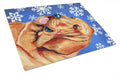 Bloodhound Winter Snowflakes Holiday Cutting Board Tempered Glass Kitchen Cutting Surface, Heat Resistant Chopping, Non-Slip Feet, Food Prep & Serving