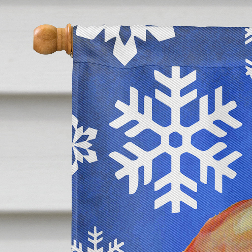 Basset Hound Winter Snowflakes Holiday House Flag 28x40 Porch Sleeve Pole Decorative Outside Yard Banner Artwork Wall Hanging, Polyester