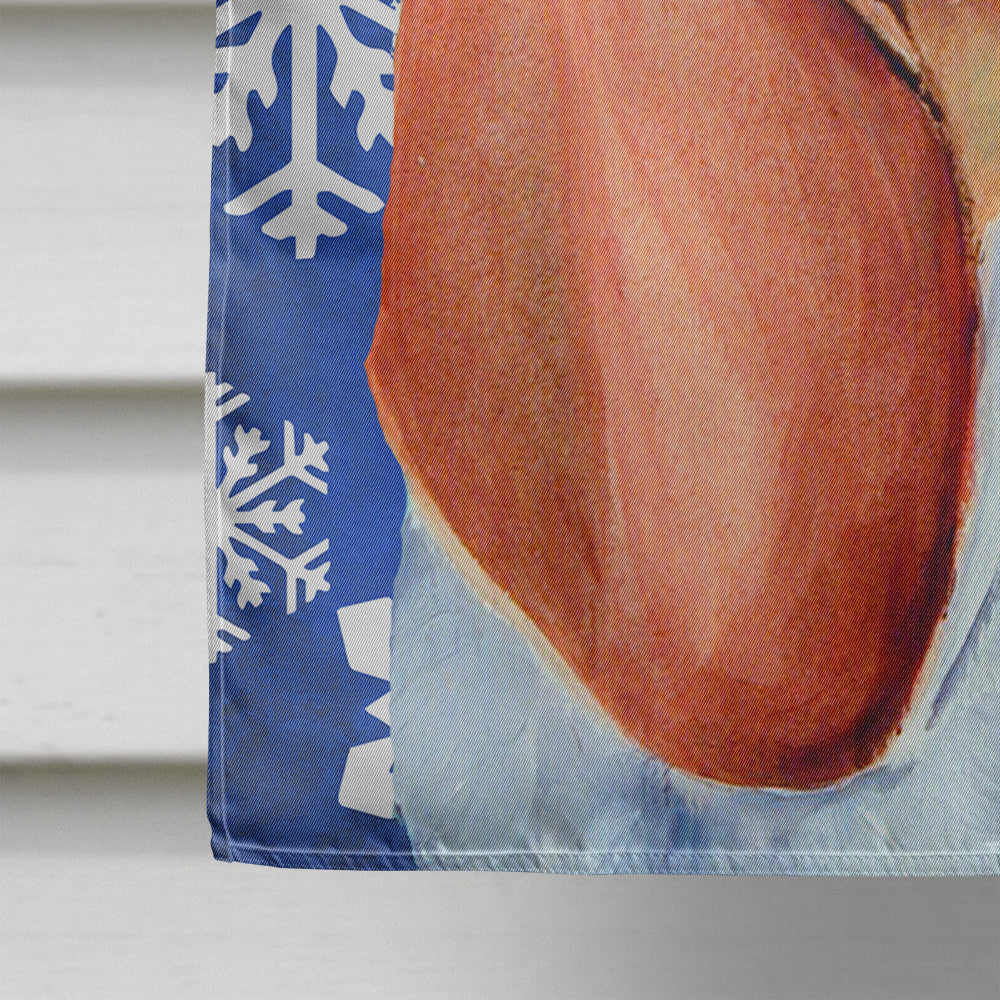 Basset Hound Winter Snowflakes Holiday House Flag 28x40 Porch Sleeve Pole Decorative Outside Yard Banner Artwork Wall Hanging, Polyester