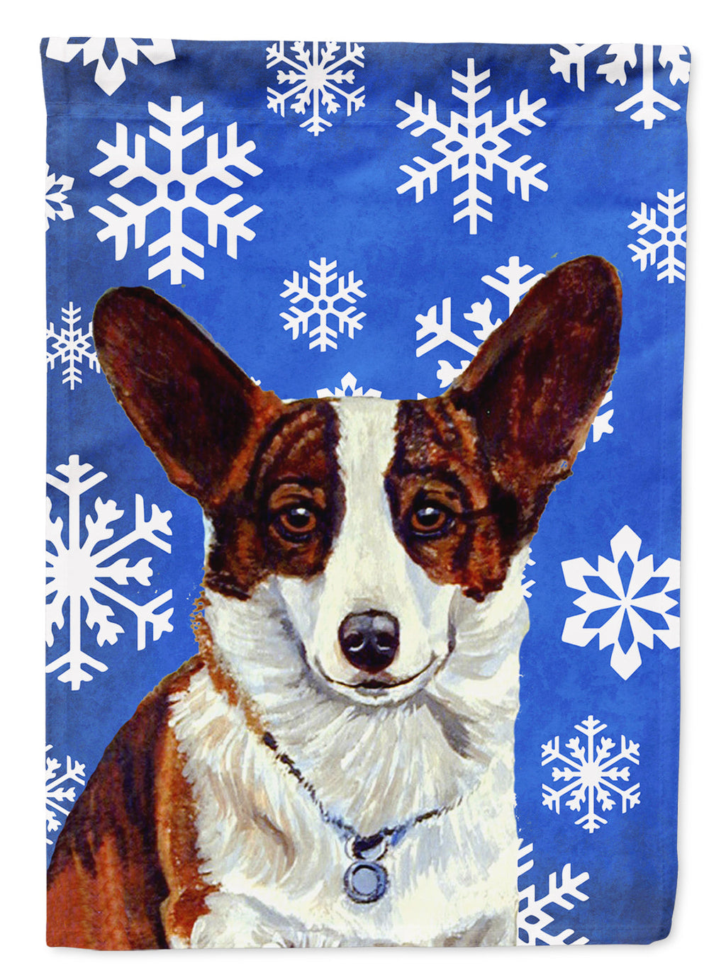 Corgi Winter Snowflakes Holiday House Flag 28x40 Porch Sleeve Pole Decorative Outside Yard Banner Artwork Wall Hanging, Polyester