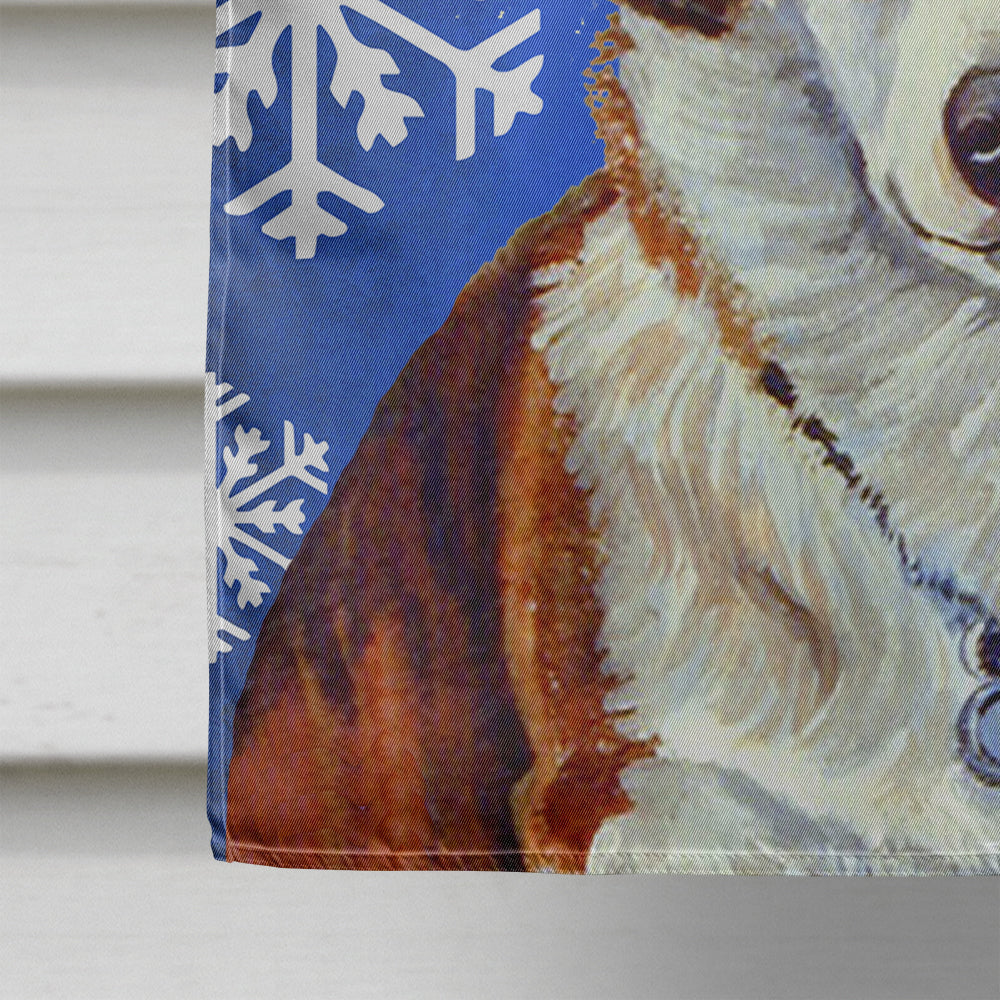 Corgi Winter Snowflakes Holiday House Flag 28x40 Porch Sleeve Pole Decorative Outside Yard Banner Artwork Wall Hanging, Polyester