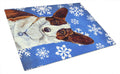 Corgi Winter Snowflakes Holiday Cutting Board Tempered Glass Kitchen Cutting Surface, Heat Resistant Chopping, Non-Slip Feet, Food Prep & Serving