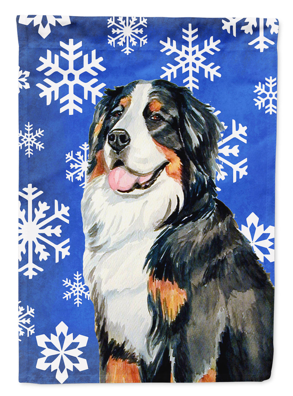 Bernese Mountain Dog Winter Snowflakes Holiday House Flag 28x40 Porch Sleeve Pole Decorative Outside Yard Banner Artwork Wall Hanging, Polyester