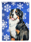 Bernese Mountain Dog Winter Snowflakes Holiday House Flag 28x40 Porch Sleeve Pole Decorative Outside Yard Banner Artwork Wall Hanging, Polyester