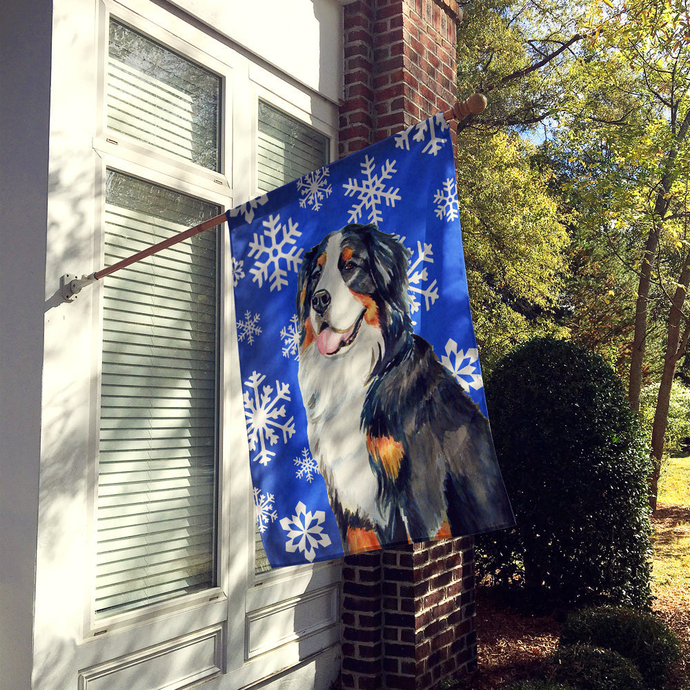 Bernese Mountain Dog Winter Snowflakes Holiday House Flag 28x40 Porch Sleeve Pole Decorative Outside Yard Banner Artwork Wall Hanging, Polyester