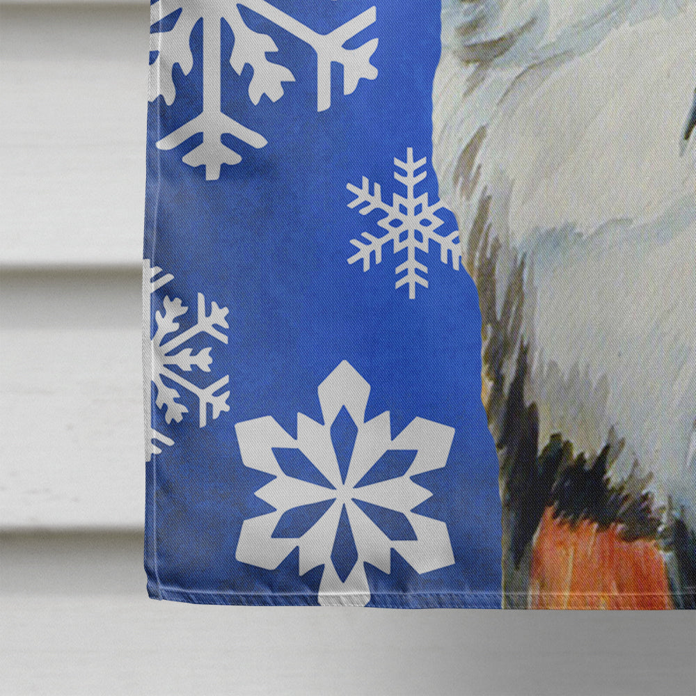 Bernese Mountain Dog Winter Snowflakes Holiday House Flag 28x40 Porch Sleeve Pole Decorative Outside Yard Banner Artwork Wall Hanging, Polyester