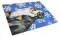 Bernese Mountain Dog Winter Snowflakes Holiday Cutting Board Tempered Glass Kitchen Cutting Surface, Heat Resistant Chopping, Non-Slip Feet, Food Prep & Serving