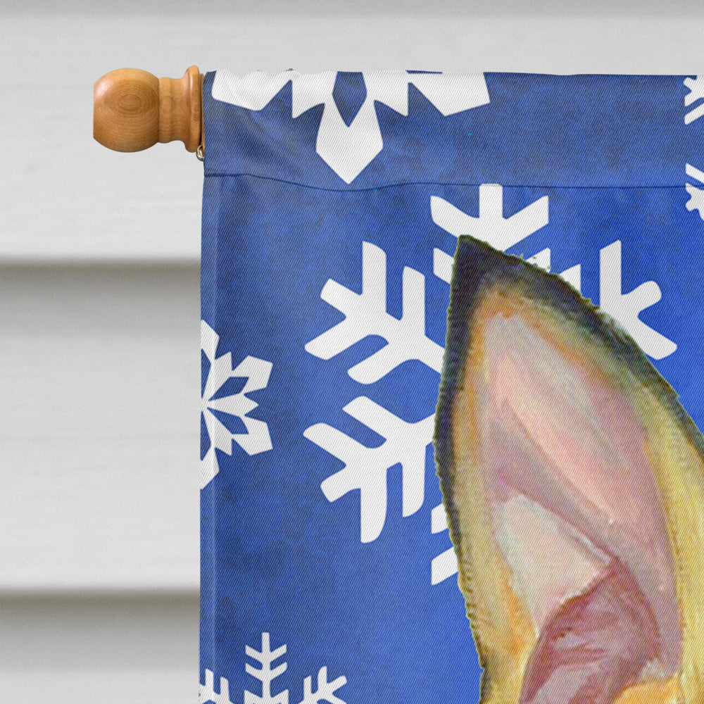 Min Pin Winter Snowflakes Holiday House Flag 28x40 Porch Sleeve Pole Decorative Outside Yard Banner Artwork Wall Hanging, Polyester