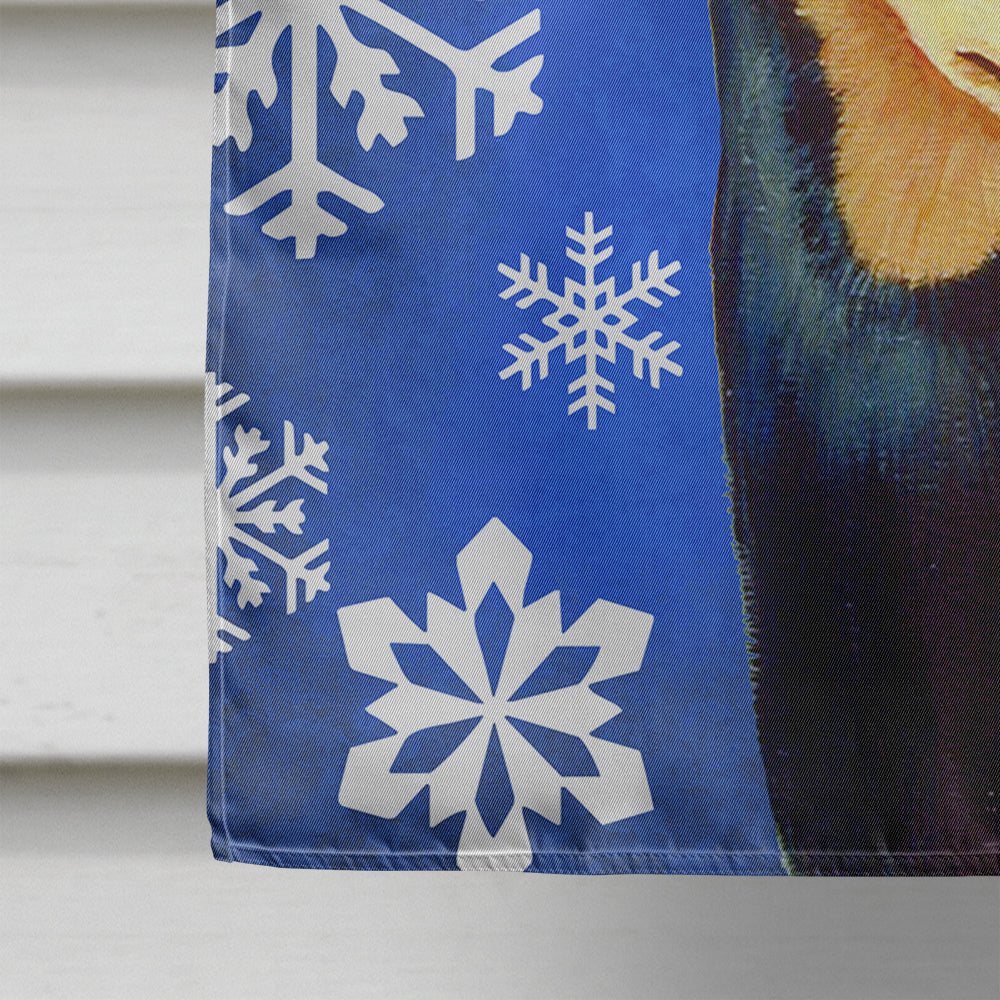 Min Pin Winter Snowflakes Holiday House Flag 28x40 Porch Sleeve Pole Decorative Outside Yard Banner Artwork Wall Hanging, Polyester