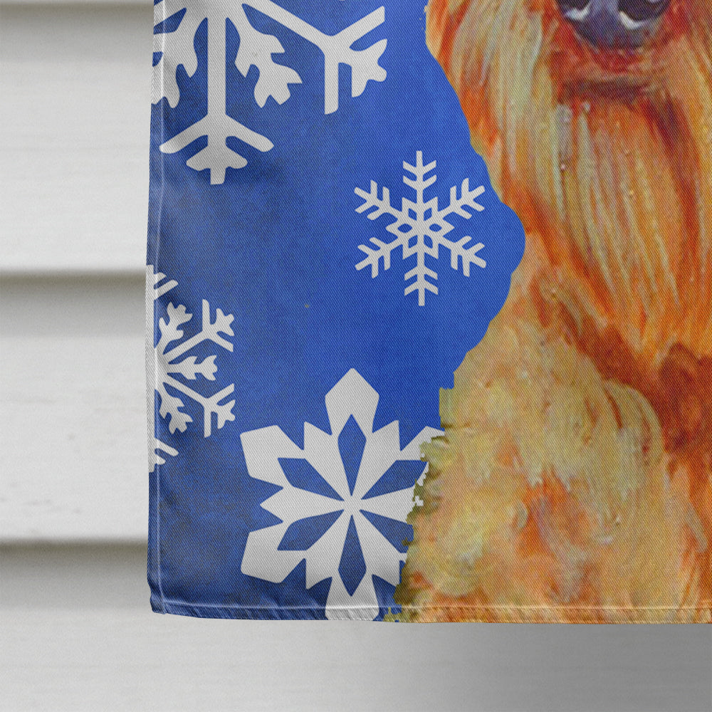 Airedale Winter Snowflakes Holiday House Flag 28x40 Porch Sleeve Pole Decorative Outside Yard Banner Artwork Wall Hanging, Polyester