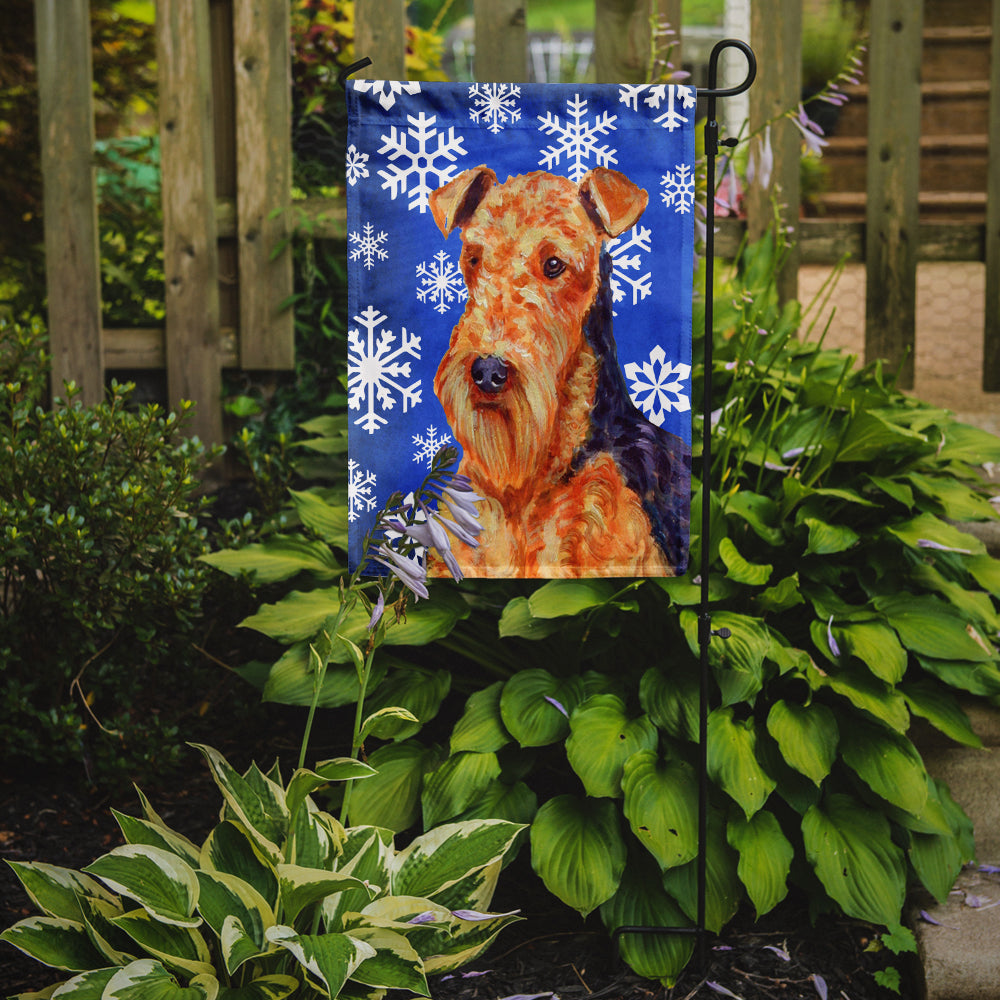 Airedale Winter Snowflakes Holiday Garden Flag Mailbox Decorative Yard Banner Outside Patio Artwork for Flower Beds, Garden Size, Multicolor