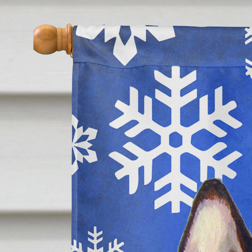 French Bulldog Winter Snowflakes Holiday House Flag 28x40 Porch Sleeve Pole Decorative Outside Yard Banner Artwork Wall Hanging, Polyester
