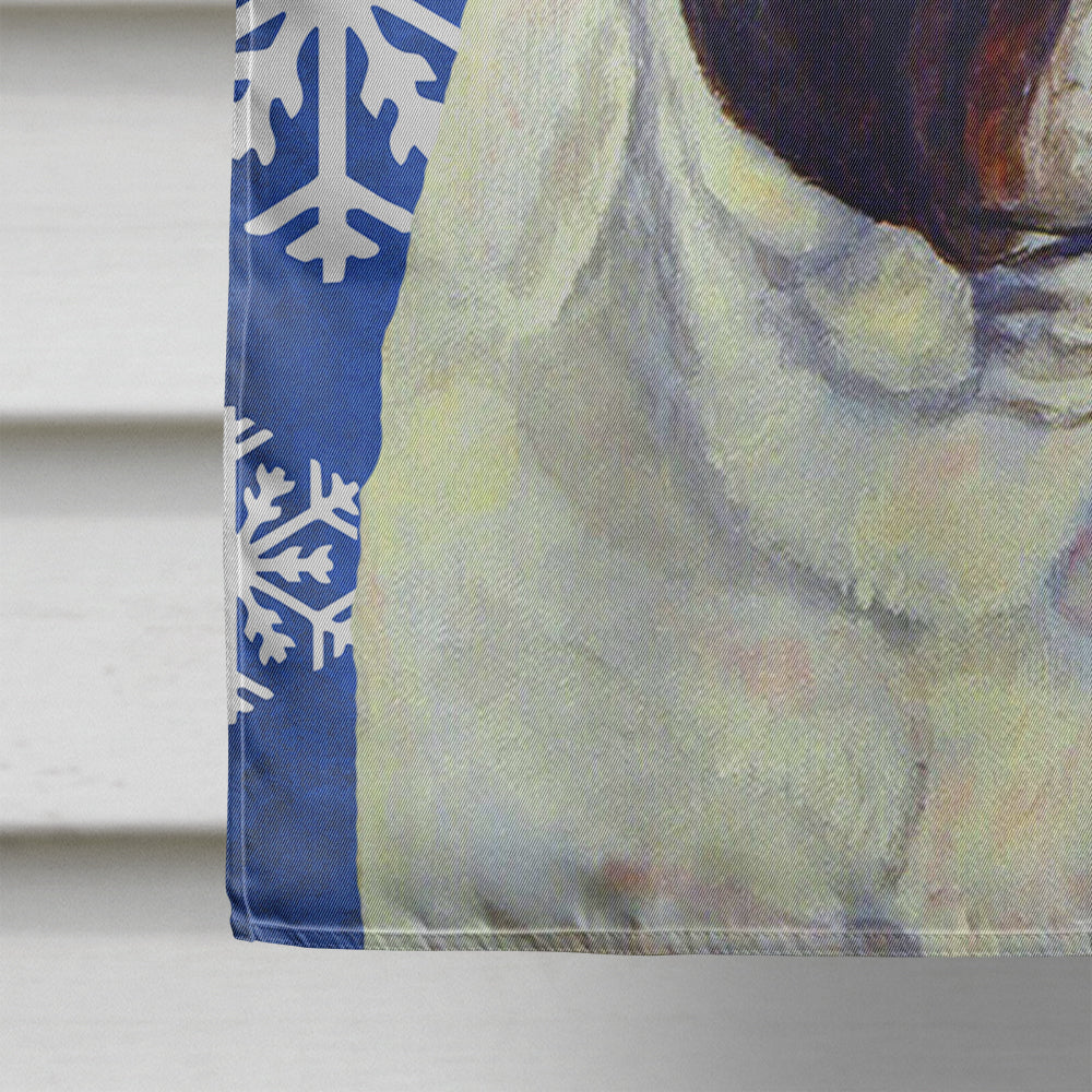 French Bulldog Winter Snowflakes Holiday House Flag 28x40 Porch Sleeve Pole Decorative Outside Yard Banner Artwork Wall Hanging, Polyester
