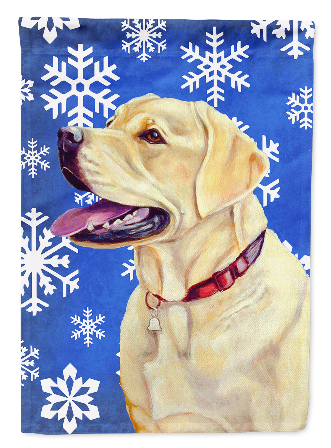 Labrador Winter Snowflakes Holiday House Flag 28x40 Porch Sleeve Pole Decorative Outside Yard Banner Artwork Wall Hanging, Polyester