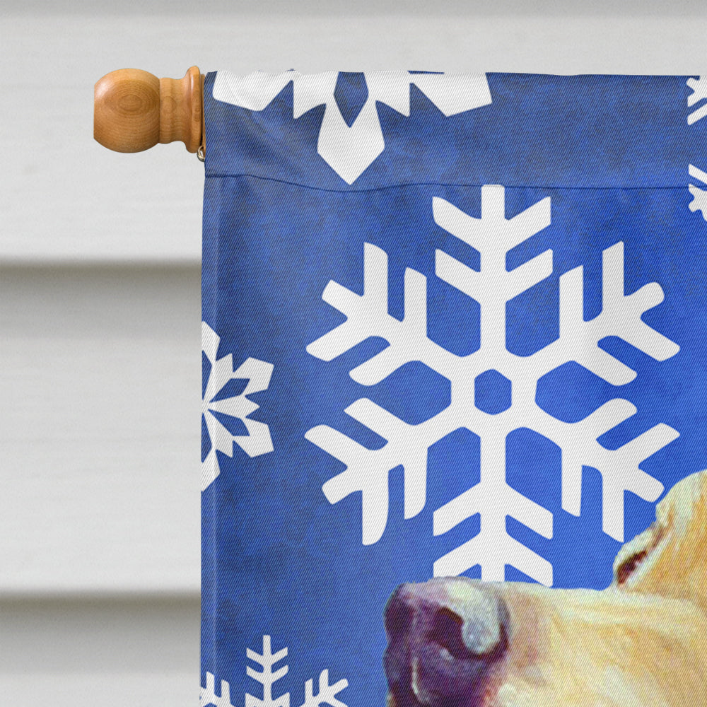Labrador Winter Snowflakes Holiday House Flag 28x40 Porch Sleeve Pole Decorative Outside Yard Banner Artwork Wall Hanging, Polyester
