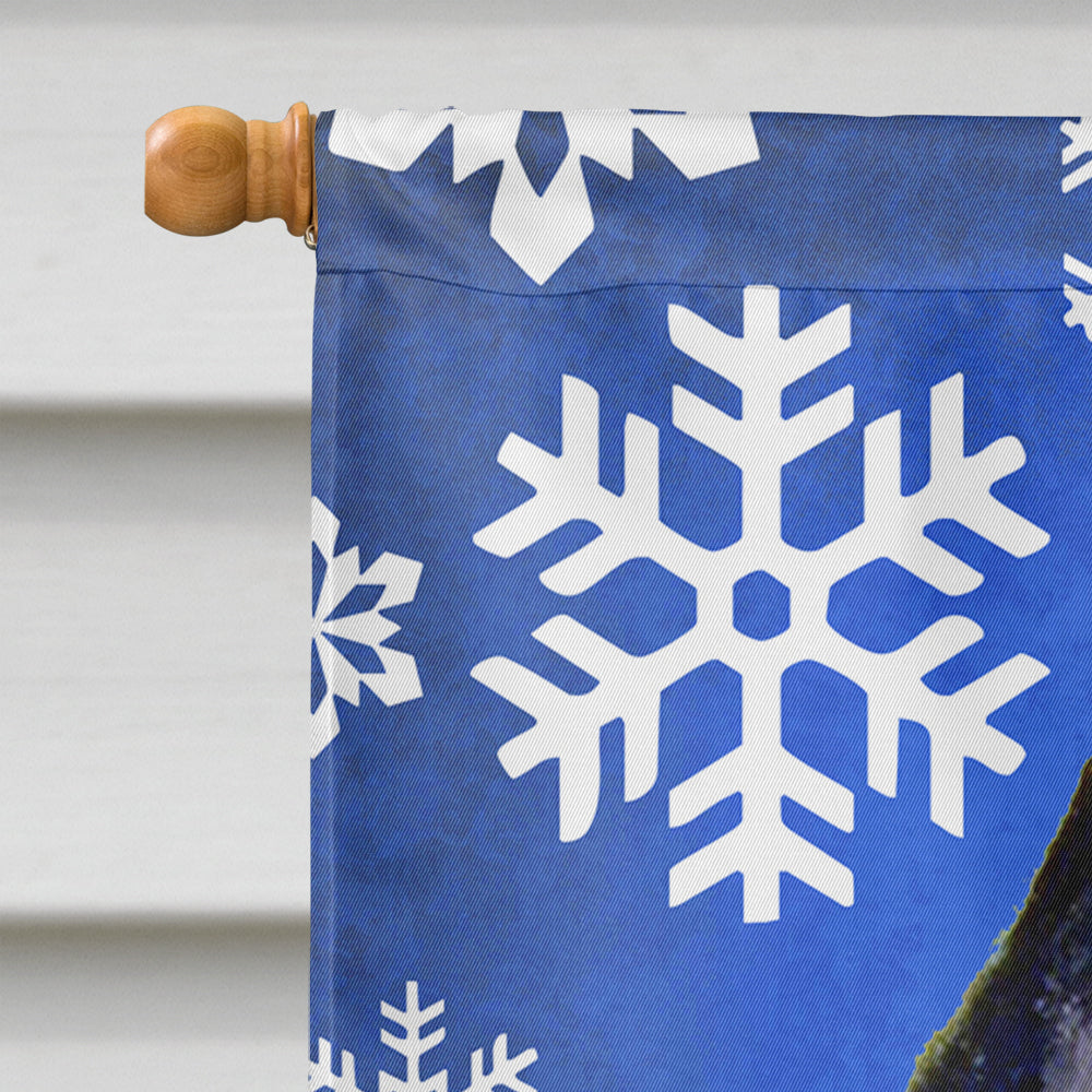 Schipperke Winter Snowflakes Holiday House Flag 28x40 Porch Sleeve Pole Decorative Outside Yard Banner Artwork Wall Hanging, Polyester