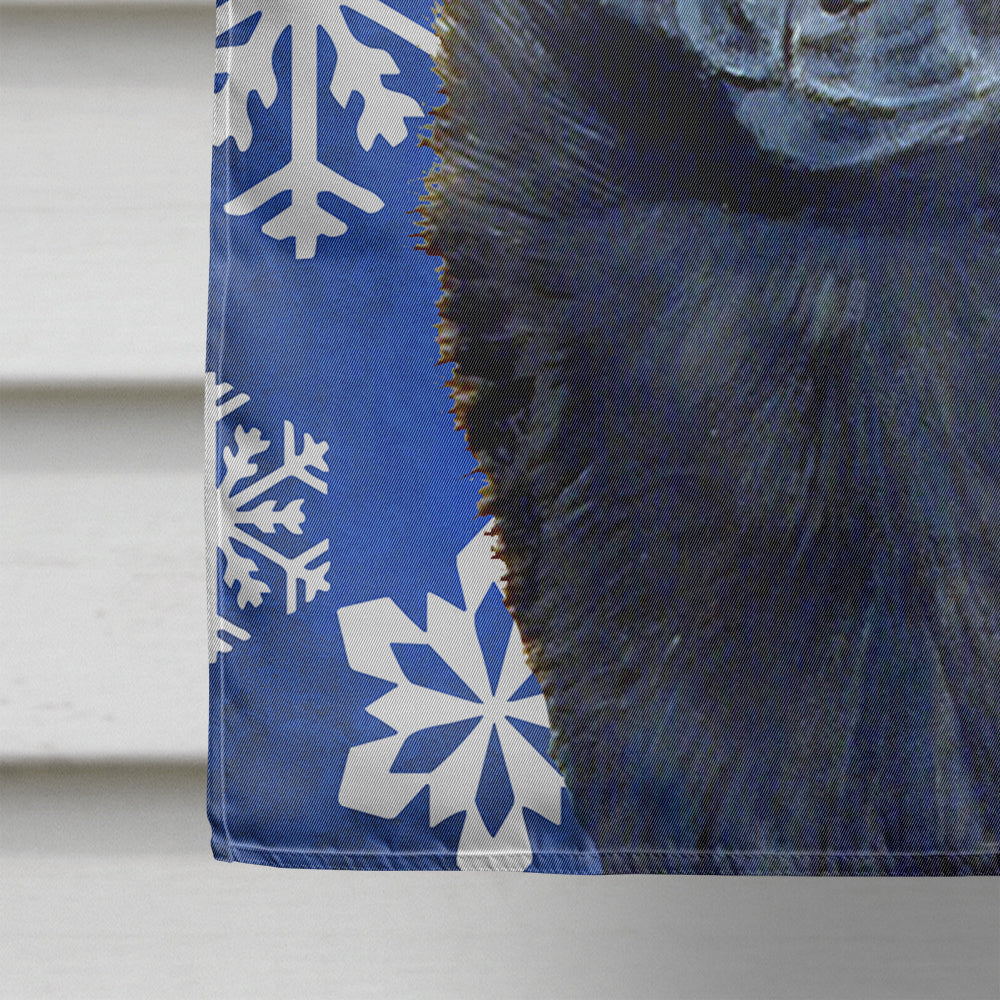 Schipperke Winter Snowflakes Holiday House Flag 28x40 Porch Sleeve Pole Decorative Outside Yard Banner Artwork Wall Hanging, Polyester